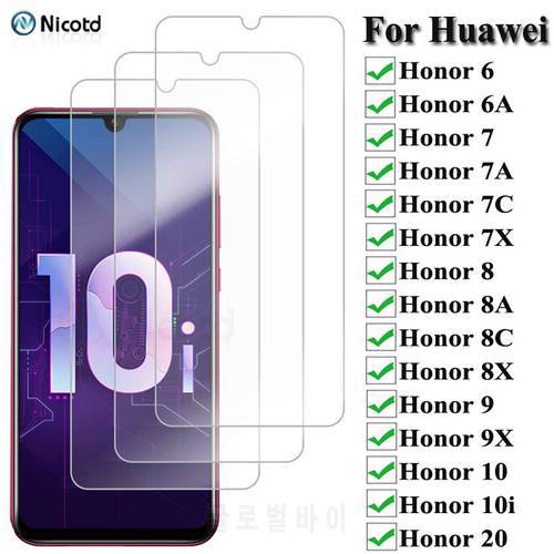 3Pcs/Lot Tempered Glass For Honor 10i 20 6X 7X 8X 9X 10 9 8 lite Screen Protective Glass for Huawei Honor 6 6A 7 7A 7C 8 8A 8C 9