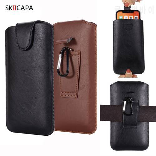 Waist Bag Leather Case for iphone 12 mini 11 pro max 6s plus xs 7 8 SE Touch 5 Universal Holster Vertical Phone Cover Belt Clip