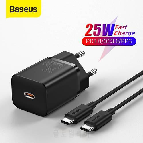 Baseus 25W USB C Charger for iPhone 12 Xiaomi Samsung S20 Support QC 3.0 PD 3.0 Type C Fast Charging Portable Phone USB Charger