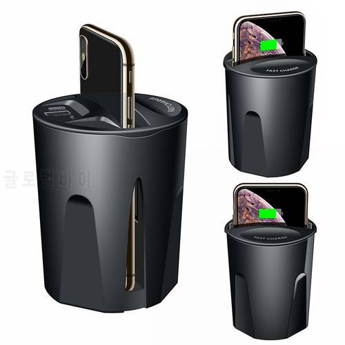 Fast QI Wireless Car Charger For iphone 8 X 10 Samsung S10 S9 S8 S7 S6 Edge Note 8 9 Fast Wireless Charging Cup Car Phone Holder