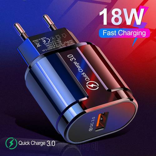 QC3.0 18W 5V 3A Charger Plug Mobile Phone Charger Quick Charger 3.0 Fast CHarger For Samsung Huawei Xiaomi Phone Charging
