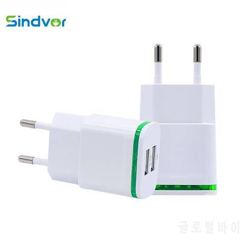 Dual USB Charger EU Plug Adapter Wall Fast Charger For iPhone USB LED Charge Portable Mobile Phone Travel Charger For Xiaomi