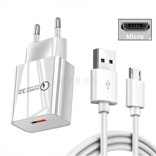 18W 3A QC 3.0 Fast USB Charger Adapter Type C Micro Charge Phone Cable For Xiaomi POCO X3 F1 F2 Pro Redmi 4X 6A 8A 9A Note 9 8 7
