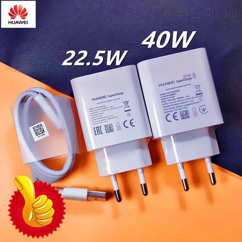 Original HUAWEI Fast Charger 40W 22.5W Supercharge Type C Cable For HUAWEI P30 P40 P10 P20 Pro lite Mate 9 10 Pro Mate 20 V20