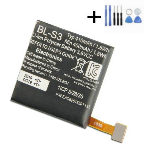 1x 100% 410mAh Battery Replacement For LG G Watch R W110, W150 Urbane Watch BL-S3 Smart Phone Batteries + Repair Tools kit