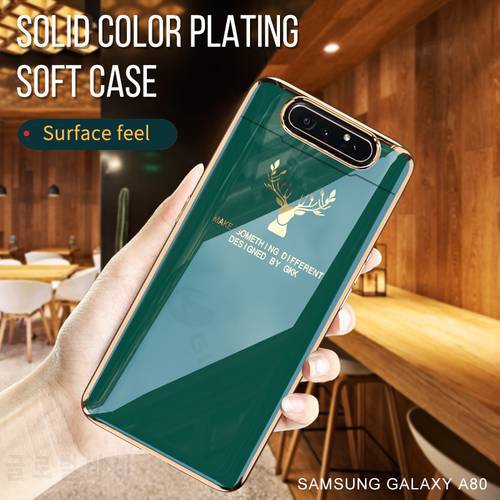 Luxury Plating PC Phone Case For Samsung Galaxy A80 Shockproof Liftable Camera Full Protection Cover For SM A80 Elk Solid Color