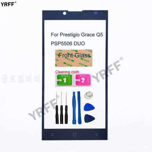 Mobile Front Panel Glass For Prestigio Grace Q5 PSP5506 DUO Front Glass (No touch Screen) Outer Glass Cover Panel Replacement