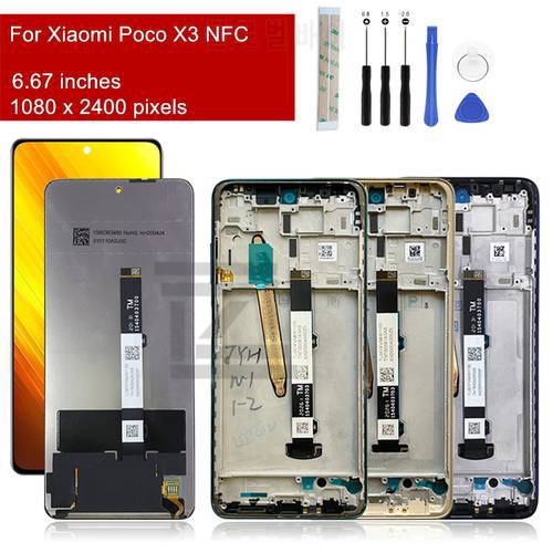 For Xiaomi Poco X3 NFC LCD Display Touch Screen Digitizer Assembly M2007J20CG +Frame For Xiaomi X3 Screen Replacement Parts