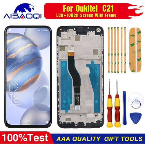 New Original Touch Screen LCD Display For Oukitel C21 Digitizer Assembly With Frame Replacement Parts+Disassemble Tool