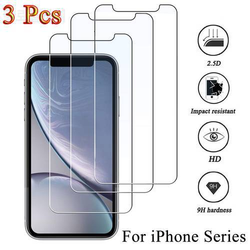 3Pcs Protective glass on iphone 11 12 13 14 Pro Max Mini XS XR 7 8 14 Plus screen protector For iphone 13 Pro Max Tempered glass