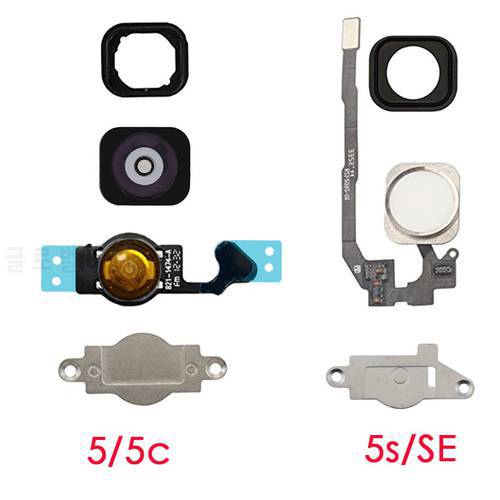 MHCAZT Home Button Key Flex Cable Metal + metal Bracket + Rubber Gasket for iPhone 5 5c 5s / SE