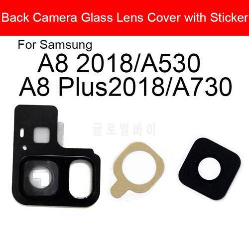 Back Rear Camera Lens With Sticker For Samsung Galaxy A8 A8 Plus 2018 A530 A730 Camera Glass Cover Frame Replacement Repair