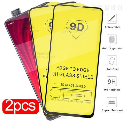2pcs Xiomi Mi 9 A3 10 Lite Glass 9D Full Glue Protective Glass For Xiaomi 10T 9T Pro Poco F3 X3 M3 9 SE A2 Screen Protector Film