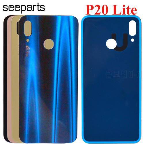For Huawei Nova 3e P20 Lite Back Battery Cover Rear Door Housing Case Glass Panel Replacement For Huawei P20 Lite Battery Cover