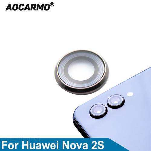 Aocarmo Rear Back Camera Lens Glass With Frame Ring For Huawei Nova 2S Replacement Part