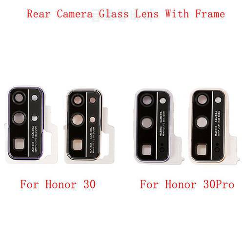 Rear Back Camera Lens Glass with Metal Frame Holder For Huawei Honor 30 30S 30Pro Replacement Repair Spare Parts