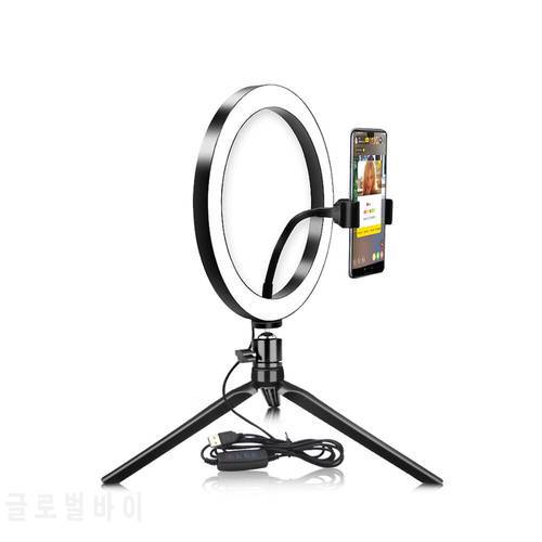 Novelty USB Dimmable LED Selfie Ring Light CellPhone Photography Lighting With Tripod For Youtube Makeup Video Live Studio Light