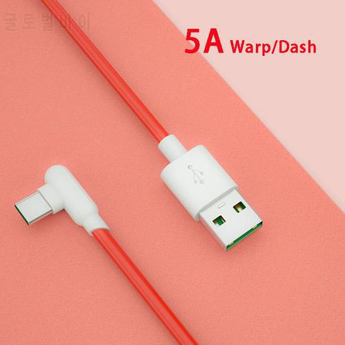 90 Elbow 5A Type-C Warp Dash Charging Cable For OnePlus Nord One Plus 8 Pro 1+8 7T Pro 1+7 Pro 1+6T 1+5T 1+3T Fast Charging Wire