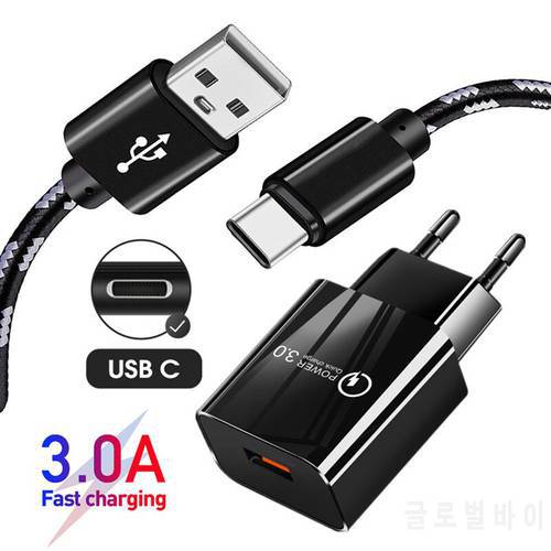 Charger Mobile Phone Quick Charge Battery Power Adapter for Samsung A22 5G A32 A52S A51 M12 S8 Charger USB 3.0 Type C USB Cable