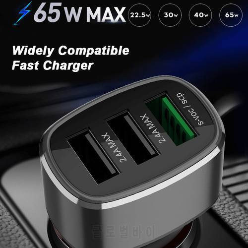Universal 22.5W 30W 40W 65W USB Fast Car Charger For HUAWEI P40 Pro P30 SFP XIAOMI OPPO Realem SuperVooc 2.0 OnePlus 6T 7 8 Pro