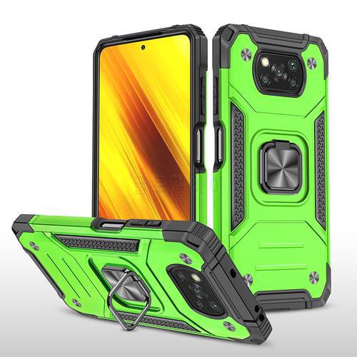 Shockproof Case for Xiaomi POCO X3 Case Cover Armor Protective Defender Ring Holder Magnet Phone Case POCO X3 NFC