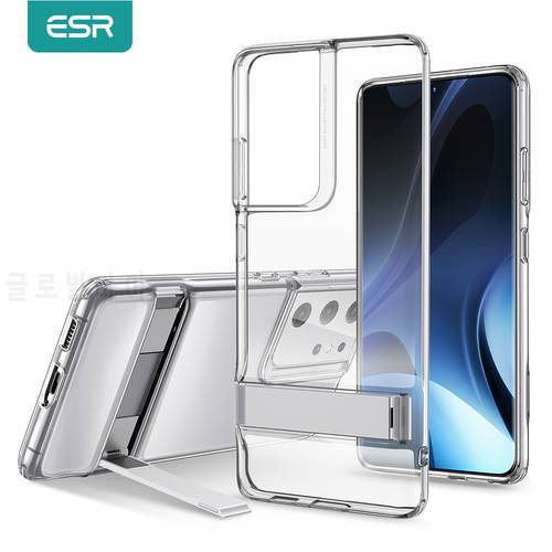 ESR for Samsung Galaxy S21 Ultra Case for Samsung S21 Plus Metal Stand Kickstand Clear Transparent Case for S21 Luxury Holder