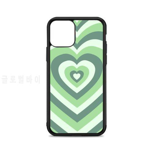 Green love heart Phone Case for iPhone 12 mini 11 pro XS Max X XR 6 7 8 plus SE20 High quality TPU silicon cover