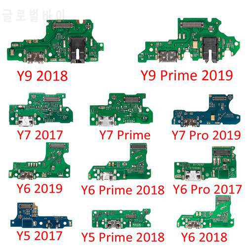 Charging Port Connector Board Parts Flex Cable With Microphone Mic For HuaWei Y9 Y7 Y6 Pro Y5 Prime 2017 2018 2019