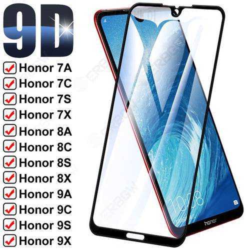 9D Anti-Burst Tempered Glass For Huawei Honor 7A 8A 9A 7C 8C 9C Protective Glass For Honor 7S 8S 9S 7X 8X 9X Screen Safety Film