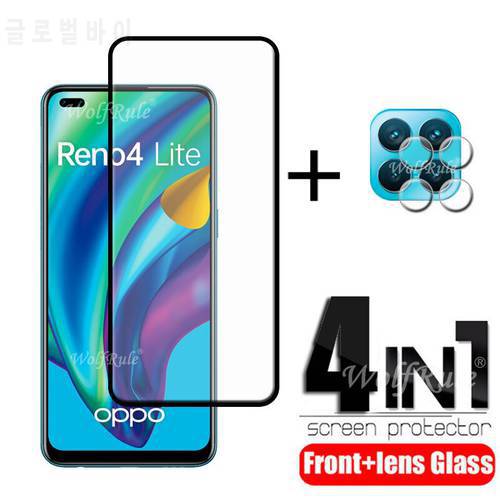 4-in-1 For OPPO Reno 4 Lite Glass For Reno 4 Lite Tempered Glass Full HD Screen Protector For OPPO Reno 4 Lite Lens Glass 6.43