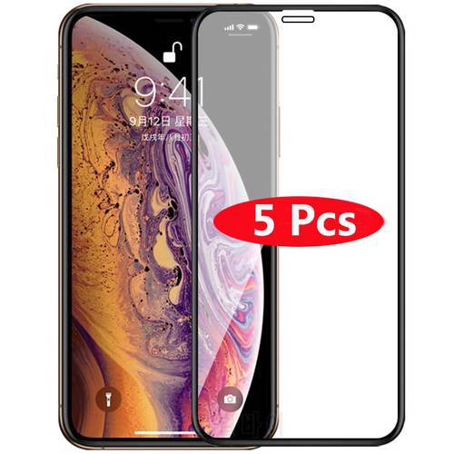 5Pcs 9H Full Cover Tempered Glass For iPhone 11 Pro Max X XS Max XR 14 7 8 Plus 12 Mini Screen Protector on iPhone 13 Pro Max 14