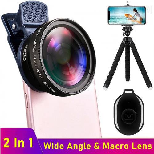 Tongdaytech HD Mobile Phone Camera Lens 0.45x Wide Angle 12.5x Macro Lens For iPhone 12 11 Pro Max 8 7 Plus Samsung With Tripod