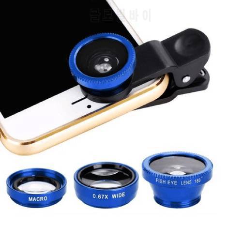 Colorful Professional 3-in-1 Multifunctional Phone Lens Kit Fish Lens Macro Lens Wide Angle Lens Transform Phone Into Camera
