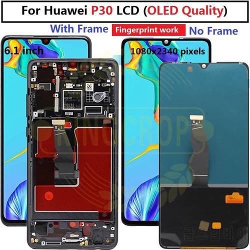 For Huawei P30 LCD Display Touch Screen With frame Digitizer Assembly Replacement P30 LCD ELE-L29 L09 L04 AL00 TL00 LCD OLED