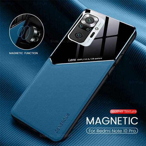 Redmy Note10 Pro Case Leather Car Magnetic Holder Cover For Xiaomi Redmi Note 10 11 Pro 11S 10S 10T Soft Frame Shockproof Coque