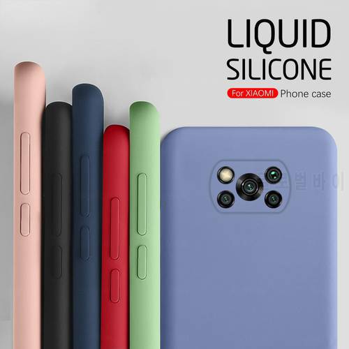 Phone Case For Poco X3 Pro Soft Liquid Original Silicone Back Cover For Xiaomi Poco X 3 Pro X3Pro PocoX3 shockproof Coque Fundas