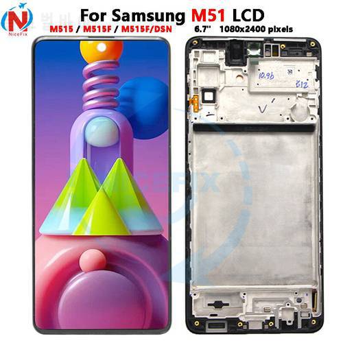 6.7&39&39 OLED For Samsung M51 LCD Display With Touch Panel Screen Digitizer With Frame For Samsung M515 LCD M515F M515F/DSN Display