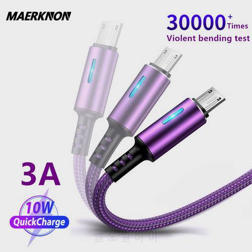 LED Micro USB cable Quick charging 3.0 Mobile Phone Android Charger Data Cable For Xiaomi Huawei Mate8 Samsung USB Cable