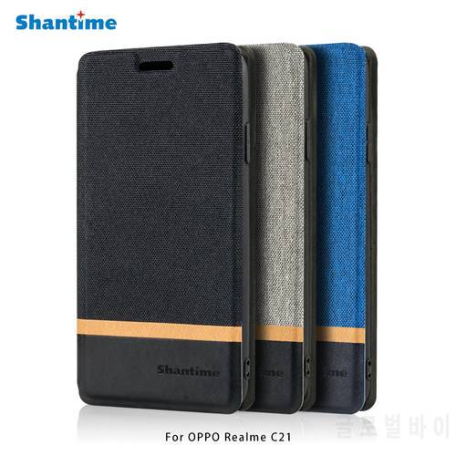 Canvas PU Leather Phone Bag Case For OPPO Realme C21 Flip Case For OPPO Realme C21 Business Case Soft Silicone Back Cover