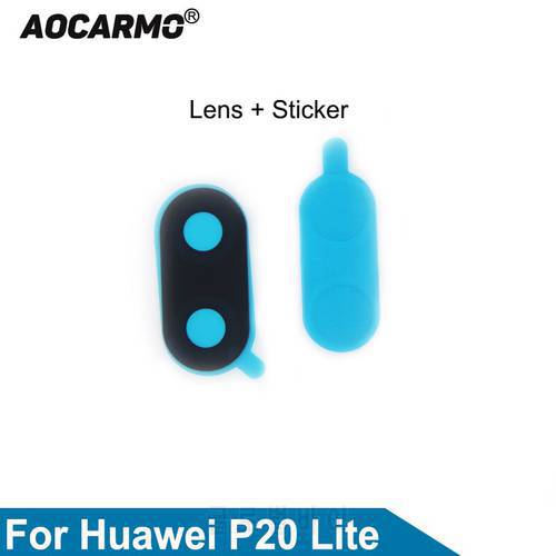 Aocarmo Rear Back Camera Lens Glass With Adhesive Sticker Replacement Part For Huawei P20 Lite