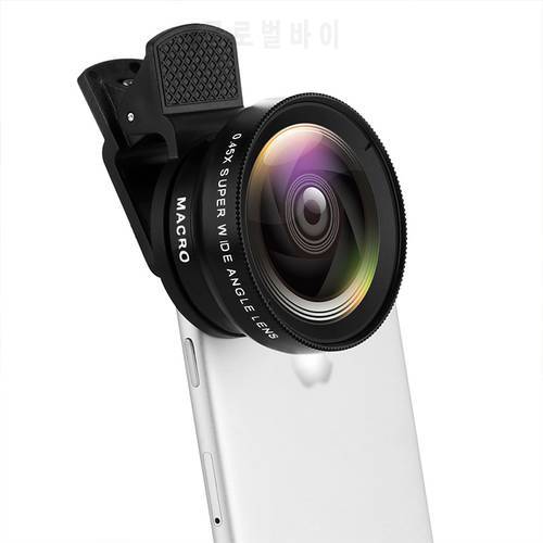 Mobile Phone Fish Eye Lens 0.45X Super Wide Angle Len & 12.5X Macro HD Camera Lens Universal iPhone 13 12 11 Android Phone