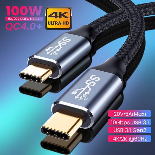 USB 3.1 To Type C Cable 5A PD 100W Fast Data Cable For Macbook Pro 10Gbps USB-C Type-C Quick Cord Cable For Samsung S10 Note20