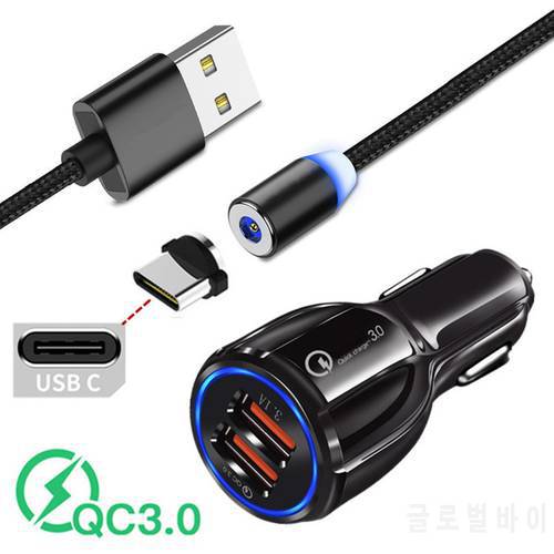 Magnetic Type C Charge Cable For Xiaomi POCO X3 Samsung Galaxy S9 S20 A32 M31S Motorola G9 Play G10 G30 18W Fast USB Car Charger