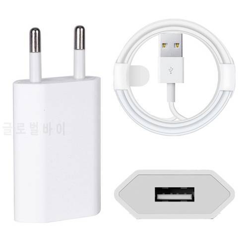 1M USB Charging Cable and EU Wall Plug Charger Adapter for iPhone 7 8 6 6S Plus X XR XS Max 11 Pro MAX 5 5S SE USB Data Cable