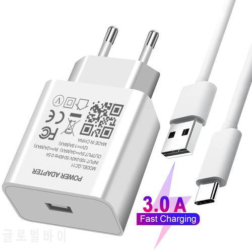 5V 3A USB Charger Wall Travel Fast Charger For Huawei P40 P30 Y9A Y7A Honor 10X 9X lite 30 20 Pro Type C Phone Charger Cable