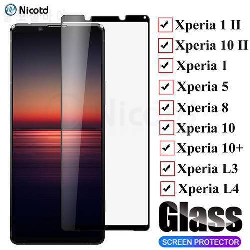 For Sony Xperia 1 II 10 II Full Cover Tempered Glass On For Sony Xperia 10 Plus 10 8 5 1 L3 L4 Full Glued Protective Glass Case