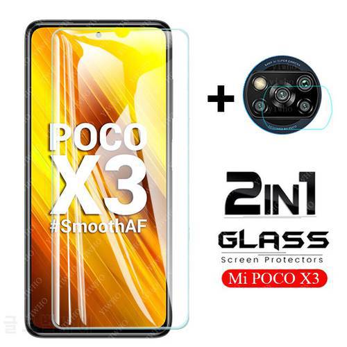 2in1 Hd Tempered Glass on for Xiaomi Poco X3 Screen Protector Camera Lens Glass Film for Xiaomi Xiomi Mi Poco X3 NFC Film Glass