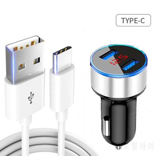 For Samsung Note 20 Ultra 10 9 8 Pro Lite USB Car Charger 3.1A Fast Charging Mobile Phone Adapter Type-c USB Cable For OPPO A72