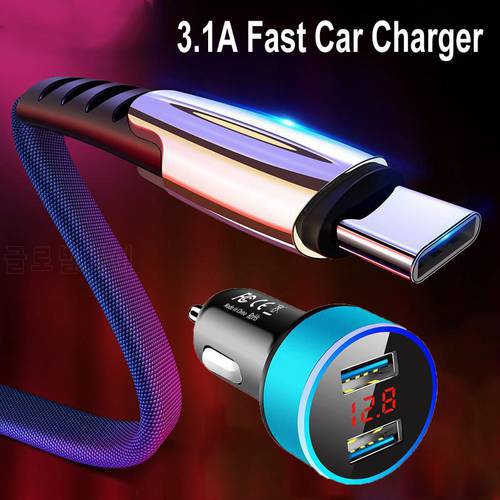 USB Type-c Cable Fast Charging QC 3.0 Car USB Charger For Xiaomi Mi Poco X3 MFC M3 F3 F2 Pro Redmi 9 9T 8A Note 9 Phone Chargers