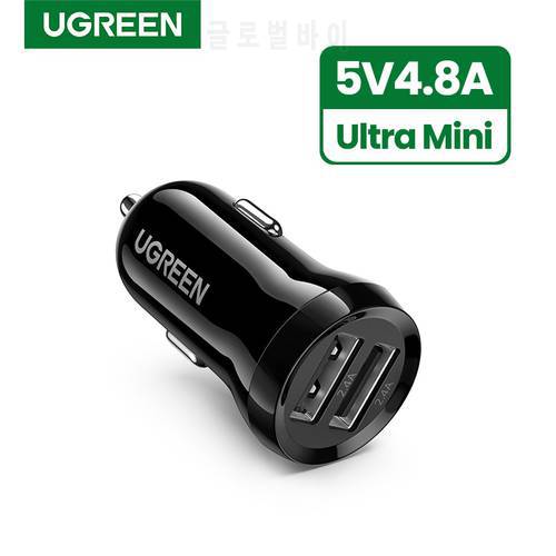 UGREEN Car Charger 5V4.8A Mini Car Charging for Mobile Phone Charger Dual USB Car Phone Charger Adapter in Car